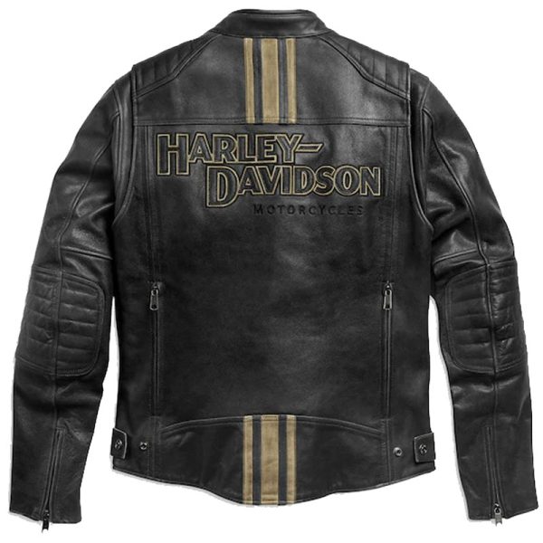 Genuine High Quality Black Harley Davidson Leather Jacket back