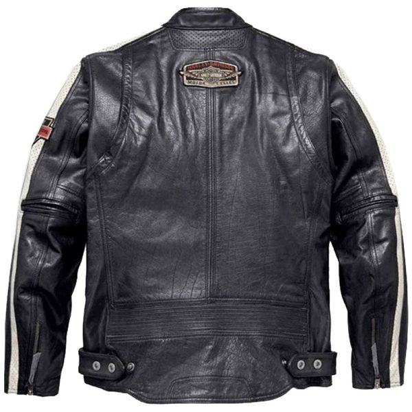 Harley Davidson Command Mens Motorcycle Mid Weight Leather Jacket Back