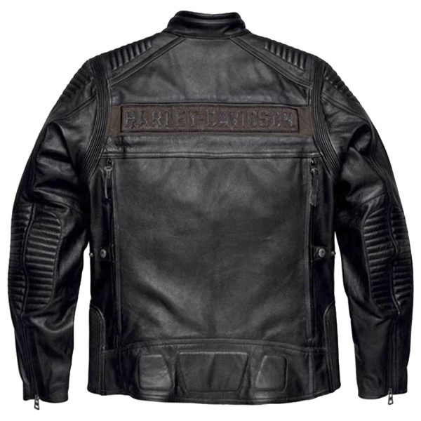 Harley Davidson Mens Asylum Leather Motorcycle Jacket Back