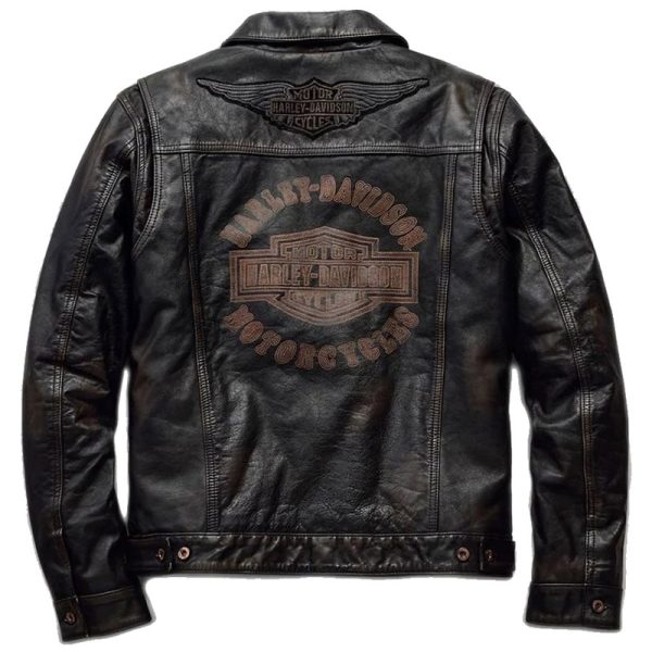 Harley-Davidson Mens Digger Slim Fit Leather Jacket Back