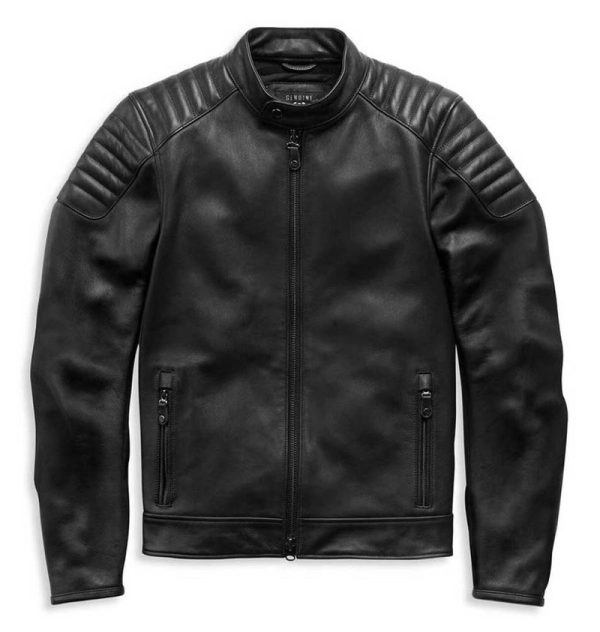 Harley Davidson Mens Embossed Logo Padded Biker Leather Jacket