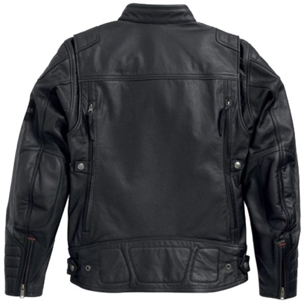 Harley Davidson Mens Exmoor Reflective Wing Motorcycle Leather Jacket Back