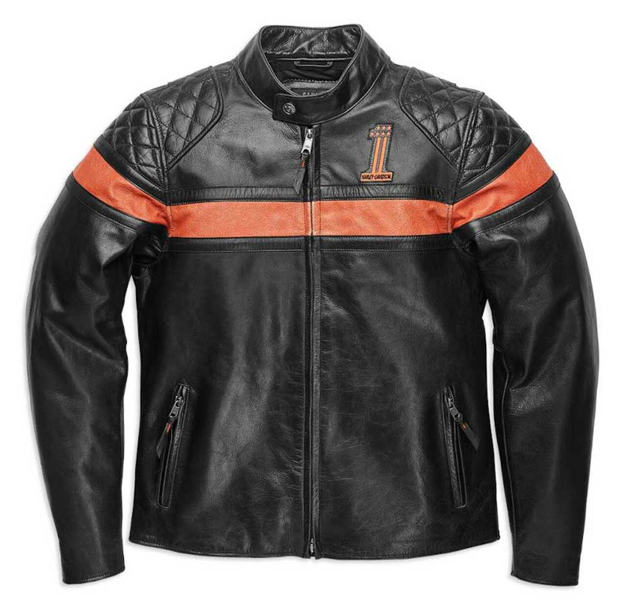 Harley Davidson® Mens Victory Sweep Vintage Leather Jacket Black