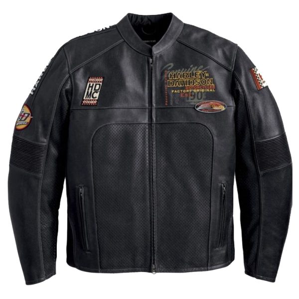 Mens Harley Davidson Perforated Black Leather Jackets