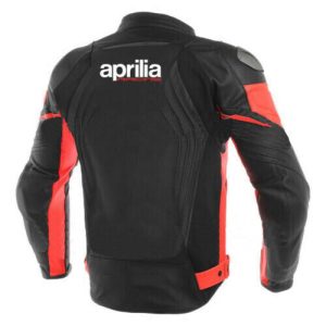 Aprilia Red And Black Motorcycle Leather Racing Jacket Back