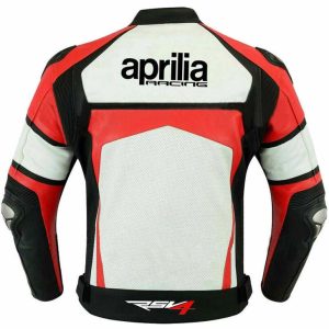 Aprilia White Men Motorcycle Leather Racing Jacket Back