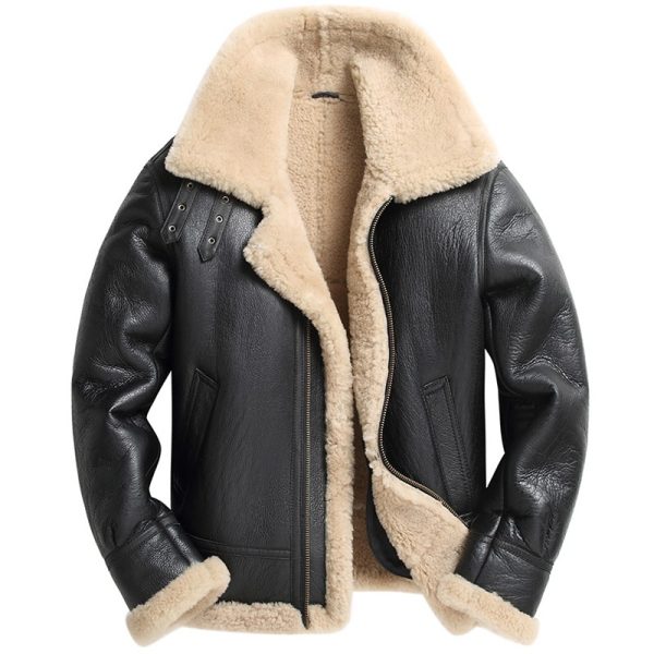 black sheepskin b3 jacket