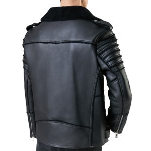 black sheepskin jacket for men-back