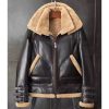 brown b3 leather bomber jacket with fur for men