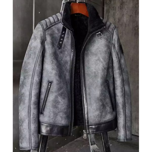 gray b3 shearling bomber jacket for sale