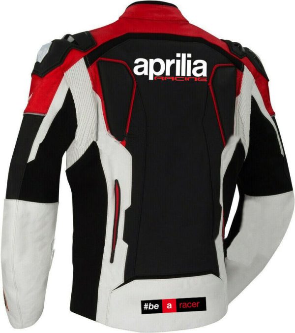 Men Aprilia Motogp Motorcycle Leather Racing Jacket Back