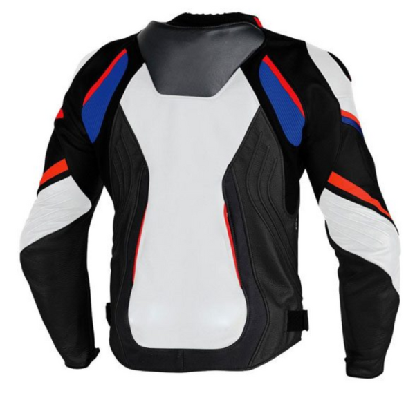 Men Motorcycle Armored Leather Racing Jacket Back