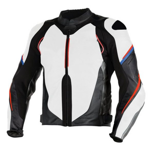 Men Motorcycle Armored Leather Racing Jacket
