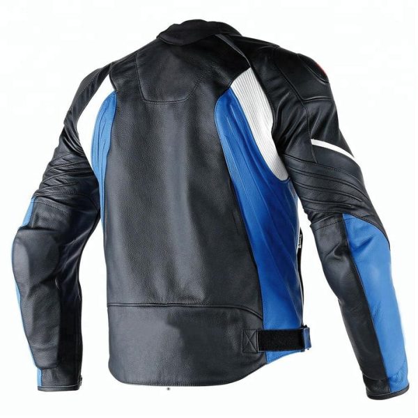 Men Zaxw Motorcycle Leather Racing Jacket Back