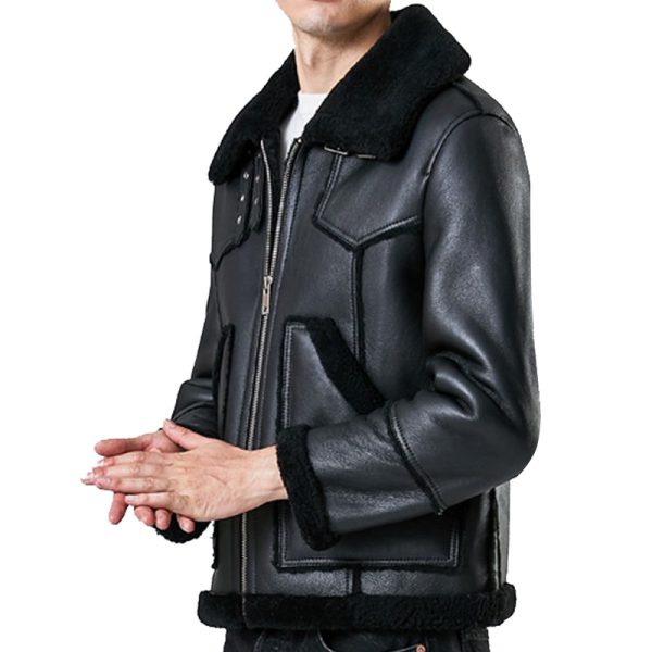 mens black sheepskin b3 jacket