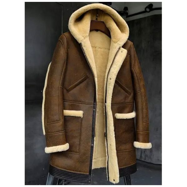 mens hooded sheepskin leather jacket