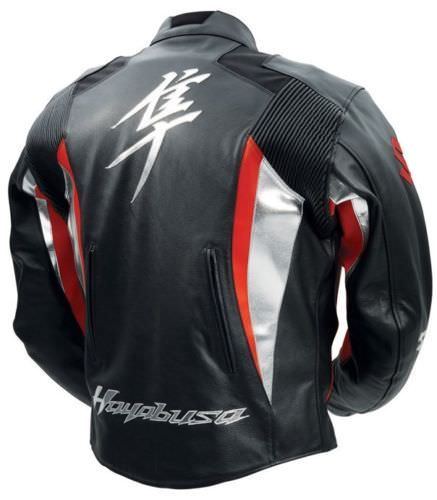 Suzuki Hayabusa Motorcycle Leather Red Racing Jacket Back