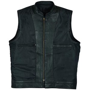 Men Sons of Anarchy Premium Cowhide Motorcycle Leather Waistcoat Vest Black Inner