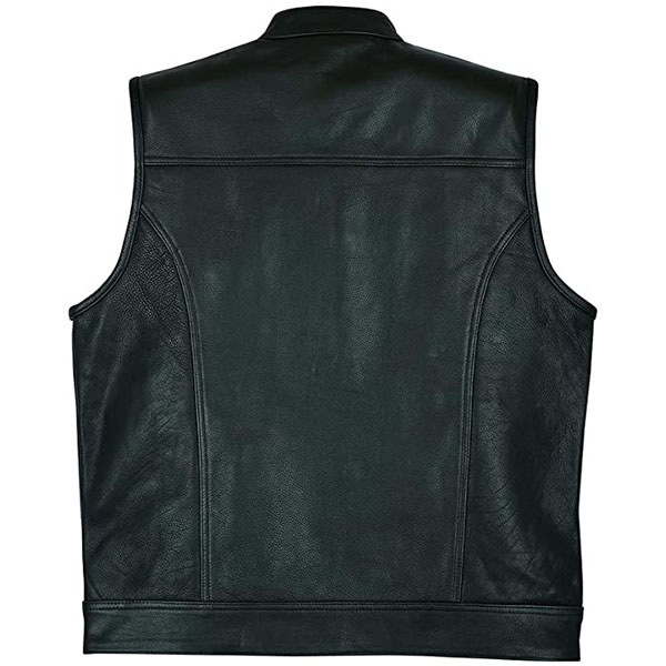 Men Sons of Anarchy Premium Cowhide Motorcycle Leather Waistcoat Vest Black Sale