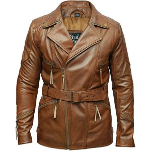 Mens Motorcycle Brown Distressed Vintage Leather Jacket