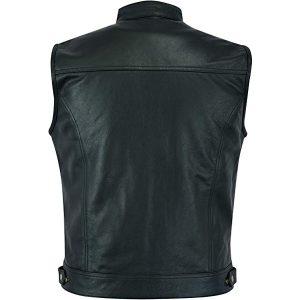 Mens Motorcycle SOA Genuine Leather Biker Vest Back
