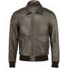 Mens Real Leather Aviator Bomber Jacket