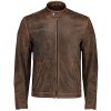 Mens Real Leather Biker Cafe Racer Vintage Motorcycle Brown Genuine Leather Jacket