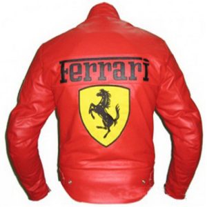 Red Ferrari Motorcycle Leather Jacket Back