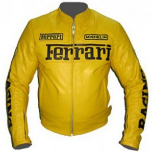 Yellow Ferrari Motorcycle Leather Jacket