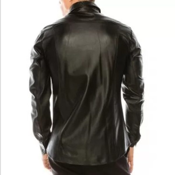 black leather shirt for men