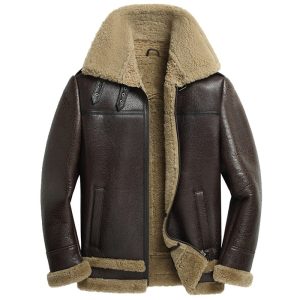 brown sheepskin jacket mens