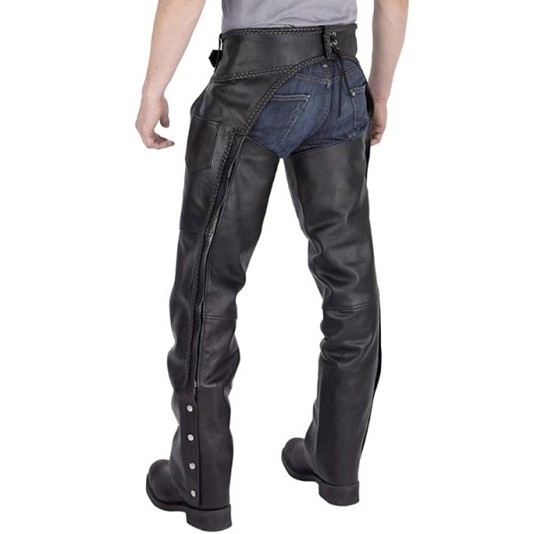 buy mens braided motorcycle leather chaps
