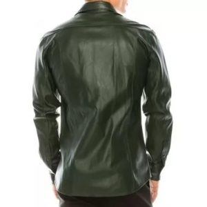green leather shirt for men
