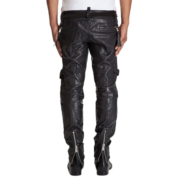 mens leather pants black