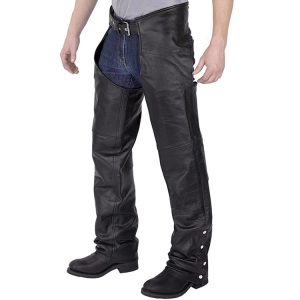 mens plain motorcycle leather chaps