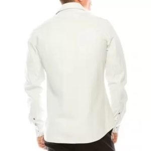 mens real sheepskin white leather shirt