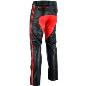 mens red leather trouser