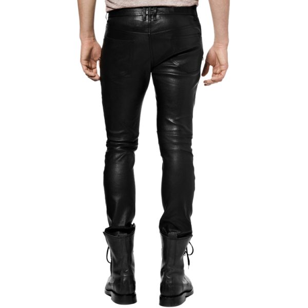 rock star style mens leather pants back