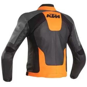 KTM Motorcycle Black And Orange Racing Leather Jacket Back