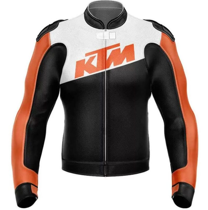 ktm motorcycle black and white leather jacket
