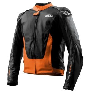 Ktm Rsx Black And Orange Leather Jacket