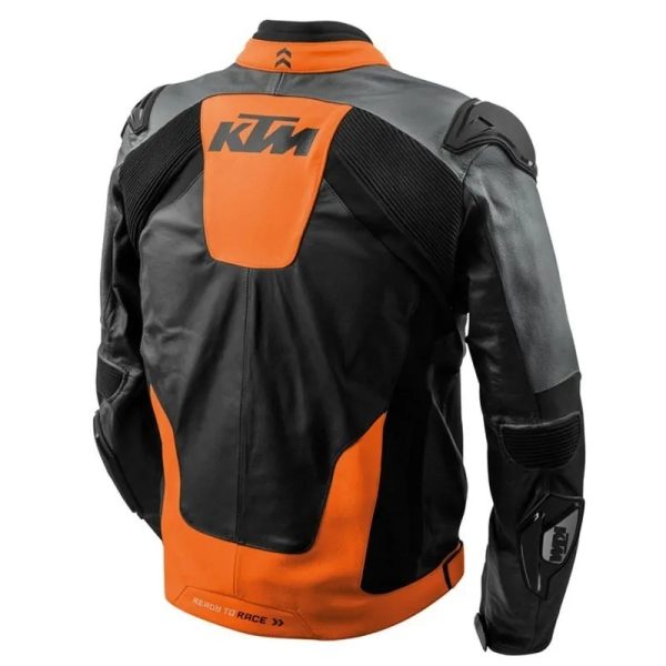 Ktm Rsx Black And Orange Leather Jacket Back