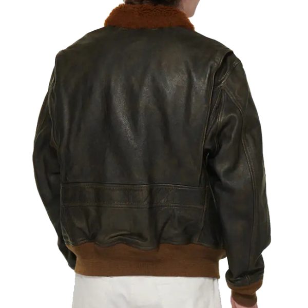 Shearling Collar Leather Jacket Back