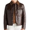 Shearling Trimmed Leather Down Jacket