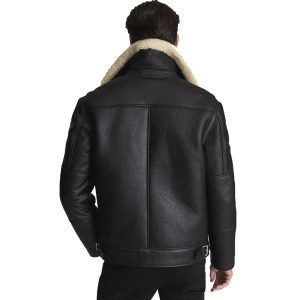black shearling aviator jacket for sale