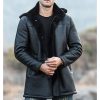 trench shearling hooded leather coat