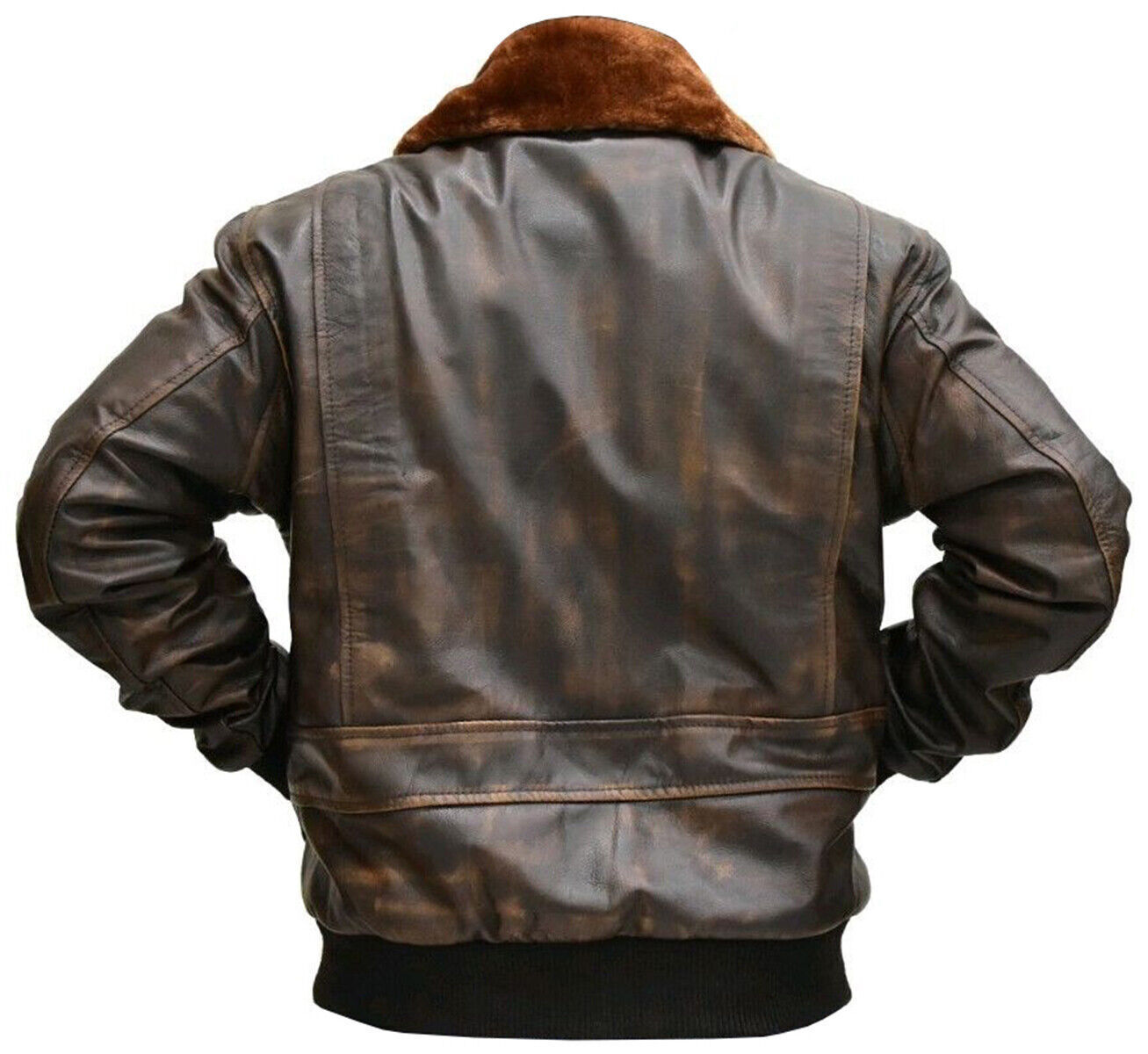 G-1 Aviator A-2 Real Bomber Flight Jacket Distressed Brown Men's Leather Jacket