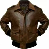 Men A2 Aviator Flight Bomber Distressed Chocolate Brown Genuine Leather Jacket