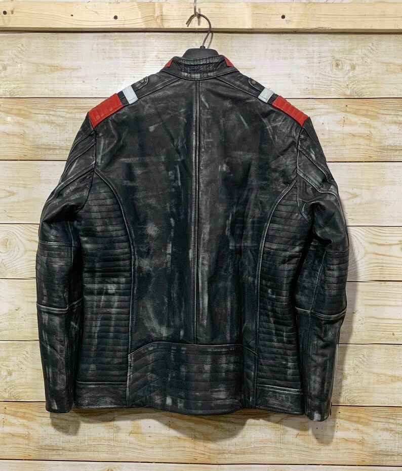 Men's Black Distressed Biker Leather Jacket