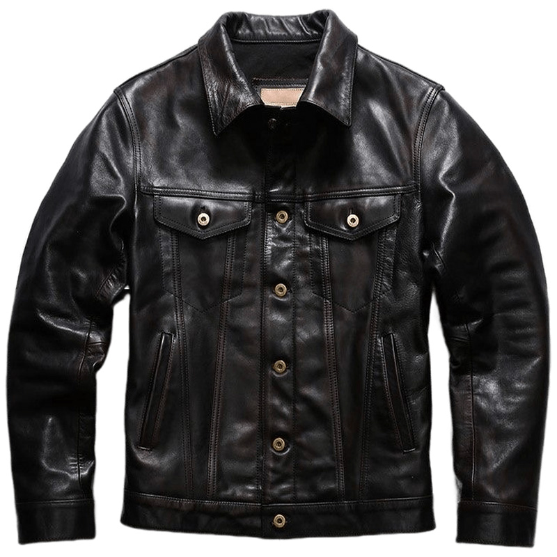 Mens Black Winter Leather Motorcycle Biker Jacket